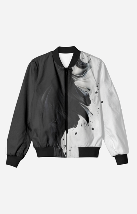 Dual Tone Drip Bomber Jacket – Black & White Streetwear