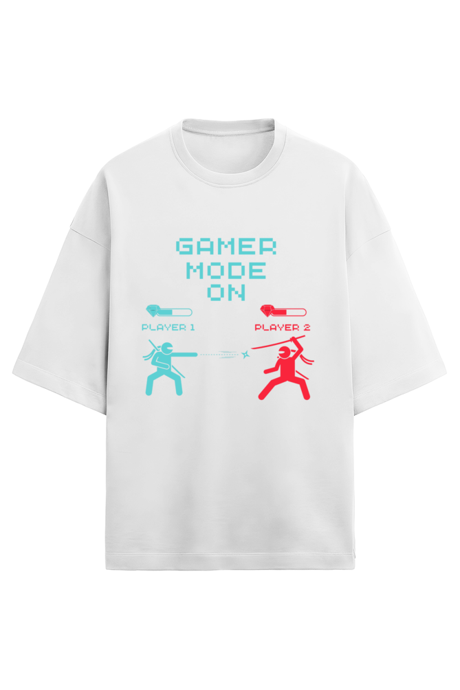 'Game Mode On' Casual Cool: Oversized Printed Terry T-Shirt