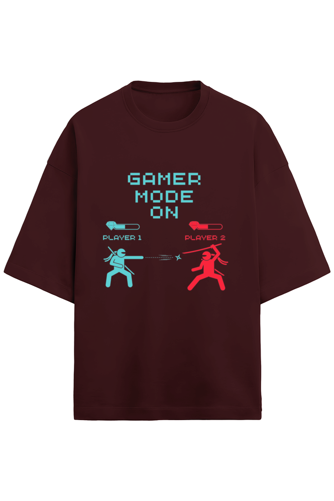 'Game Mode On' Casual Cool: Oversized Printed Terry T-Shirt
