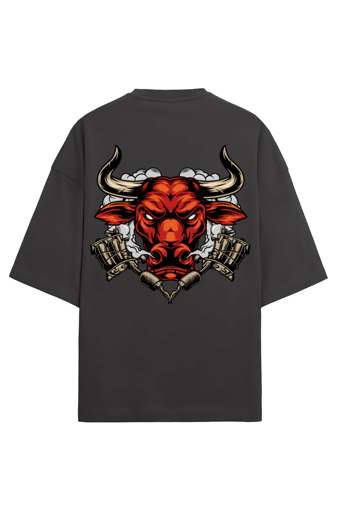 Angry Bull Printed Terry Oversized T-Shirt