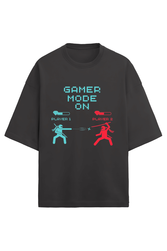 'Game Mode On' Casual Cool: Oversized Printed Terry T-Shirt
