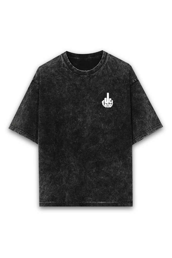 'F**K U' Printed Acid Wash Oversized T-shirt