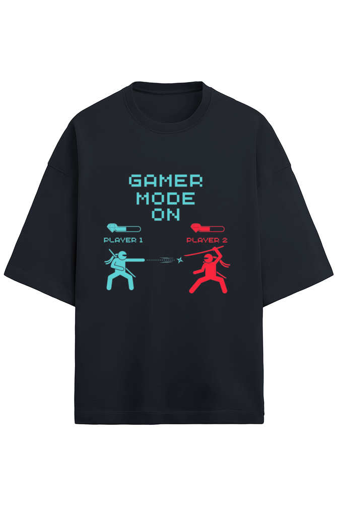 'Game Mode On' Casual Cool: Oversized Printed Terry T-Shirt
