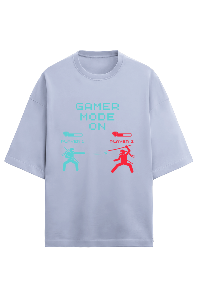 'Game Mode On' Casual Cool: Oversized Printed Terry T-Shirt