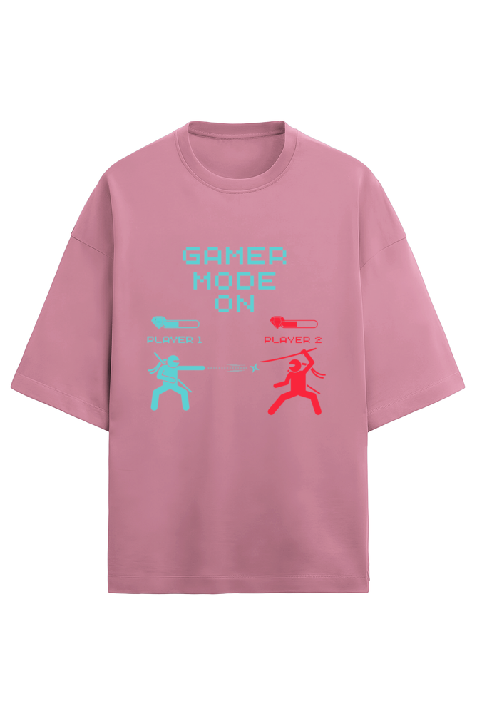 'Game Mode On' Casual Cool: Oversized Printed Terry T-Shirt