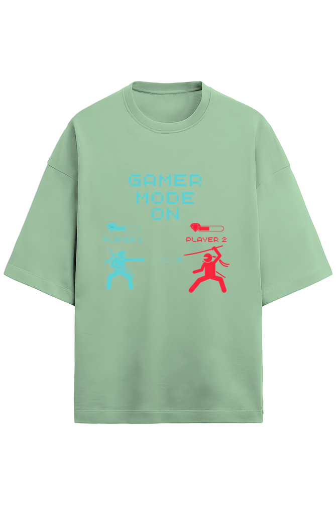 'Game Mode On' Casual Cool: Oversized Printed Terry T-Shirt
