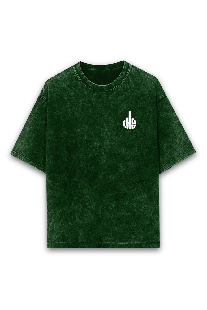 'F**K U' Printed Acid Wash Oversized T-shirt