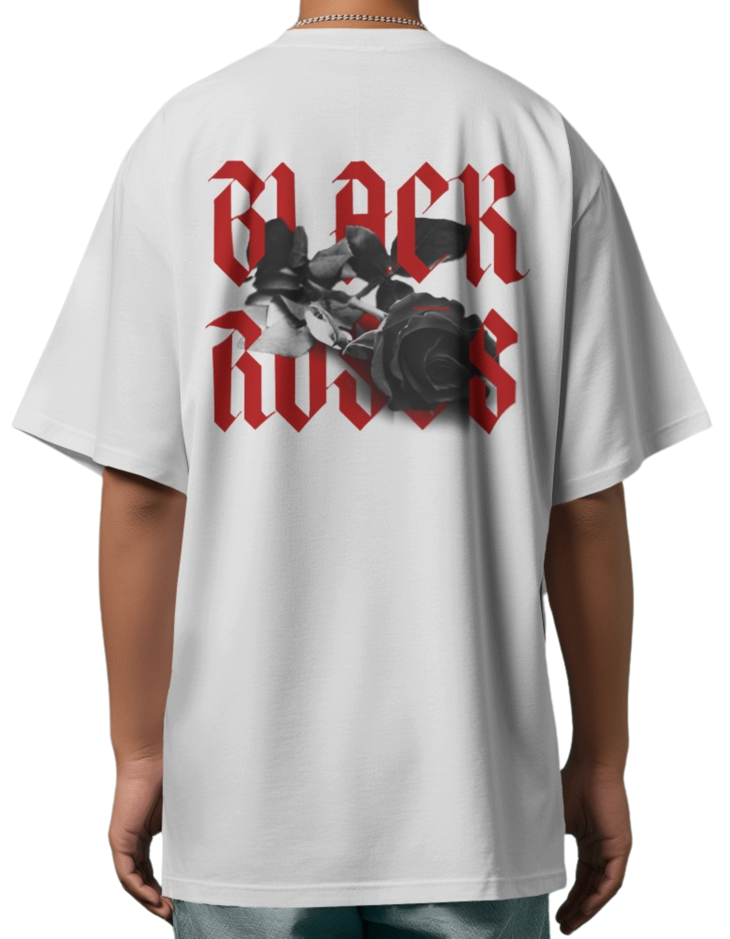 Black Roses Oversized Printed Cotton T-Shirt