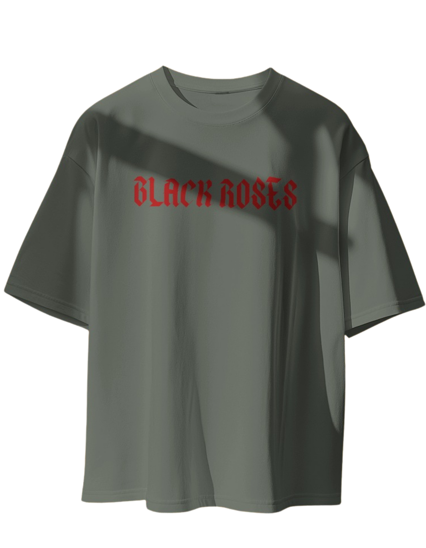 Black Roses Oversized Printed Cotton T-Shirt