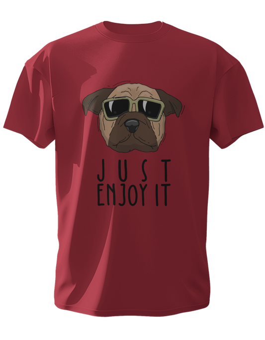 Just Enjoy It Round Neck Half Sleeve T-Shirt