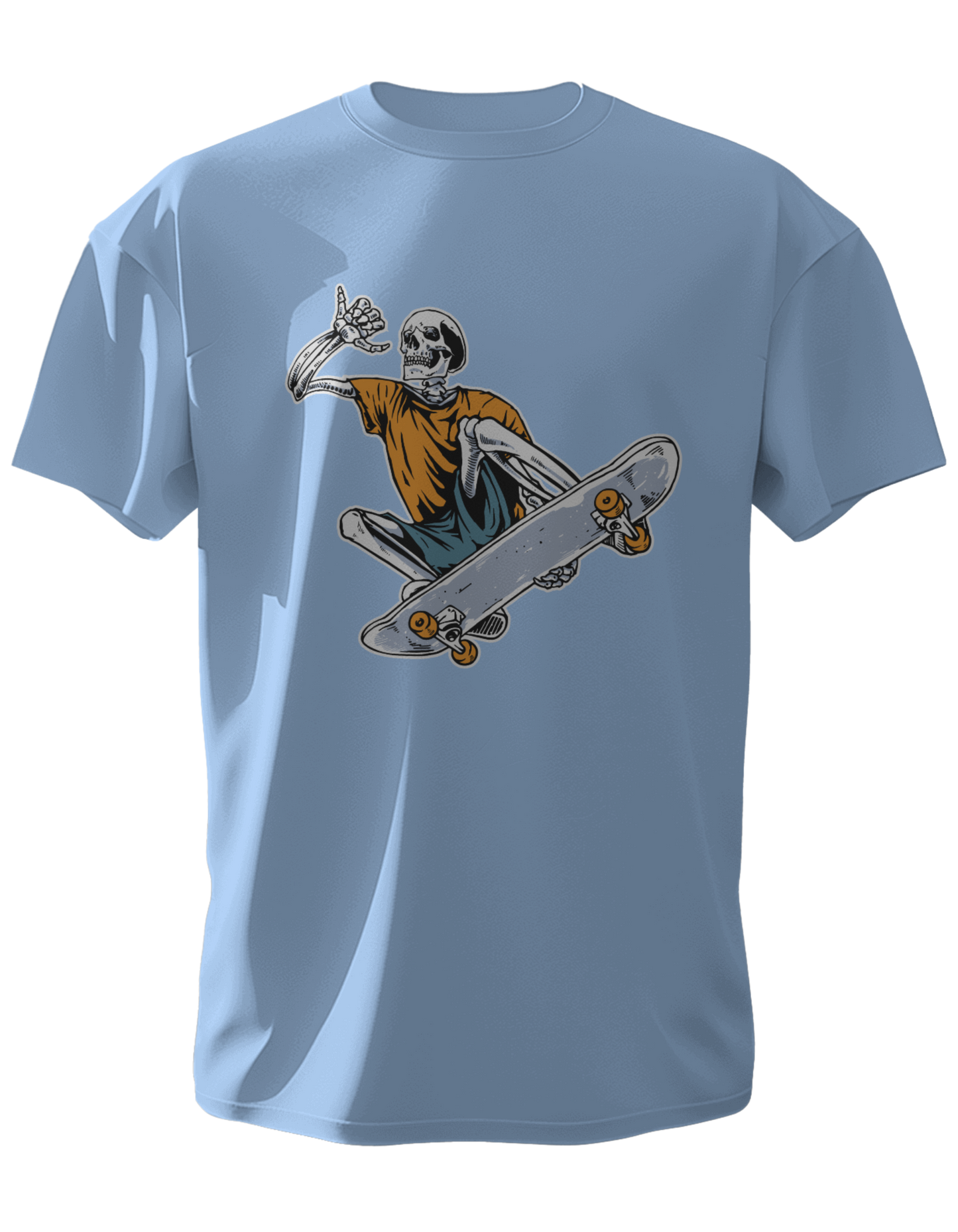 Round Neck Half Sleeve Classic T-Shirt with a graphic of a skateboarding character