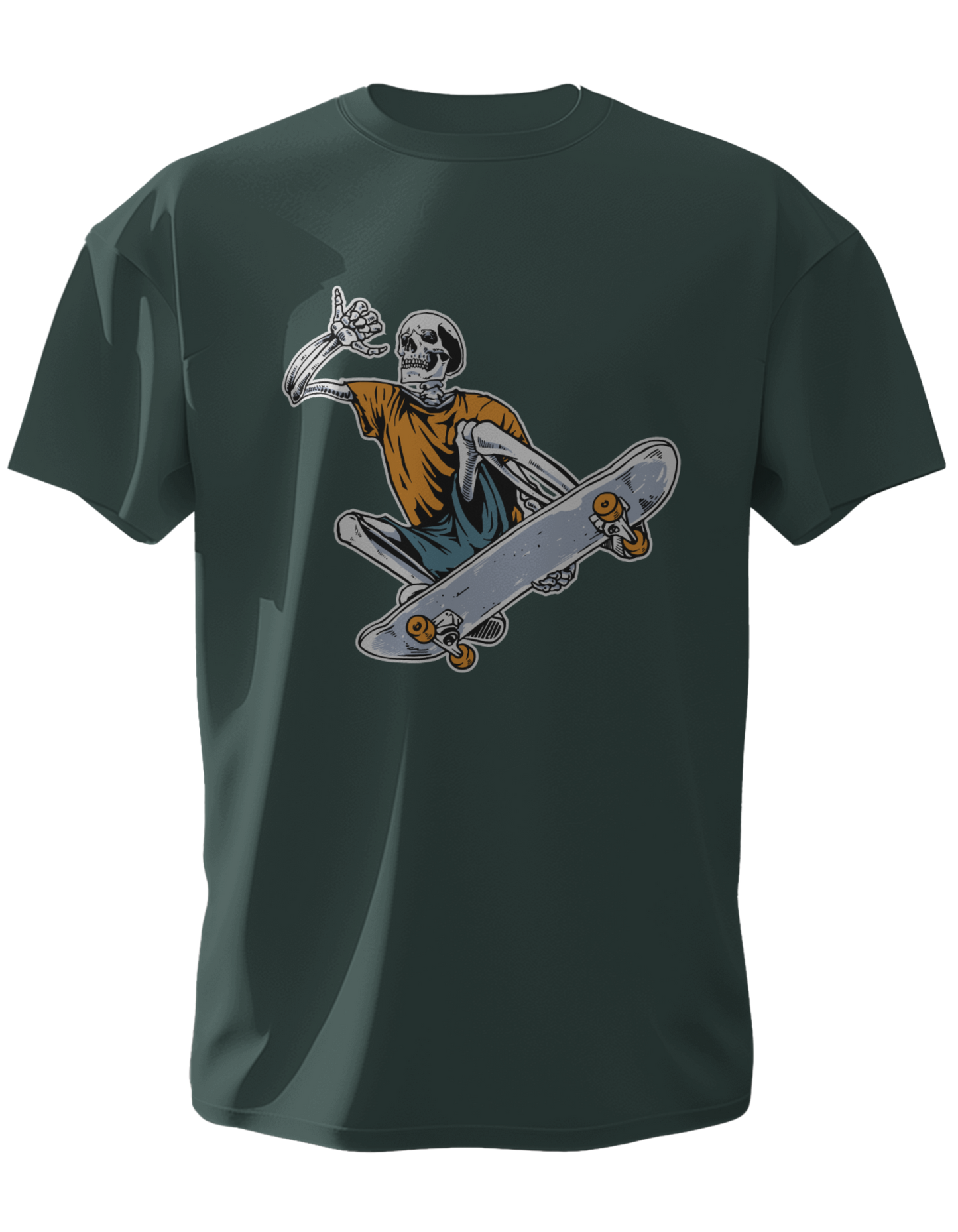 Round Neck Half Sleeve Classic T-Shirt with a graphic of a skateboarding character