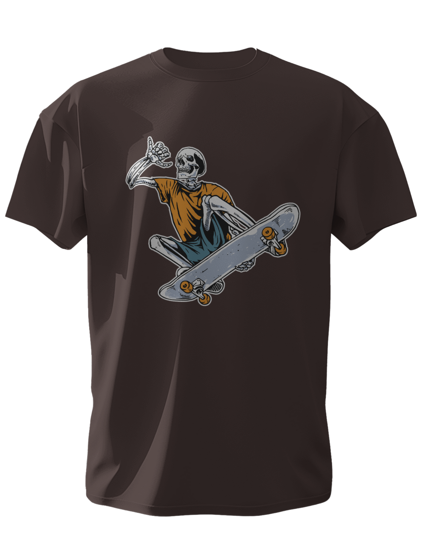 Round Neck Half Sleeve Classic T-Shirt with a graphic of a skateboarding character