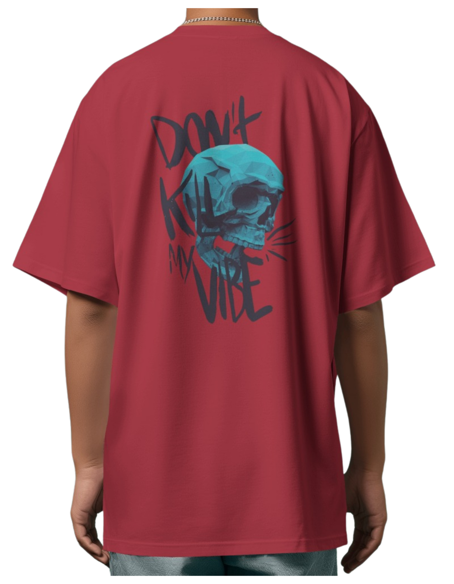 "Don't Kill My Vibe" Oversized Printed Cotton T-Shirt