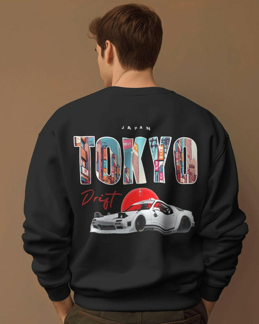 Lounge in Style: Trendy Tokyo Drift Printed Oversized Sweatshirt
