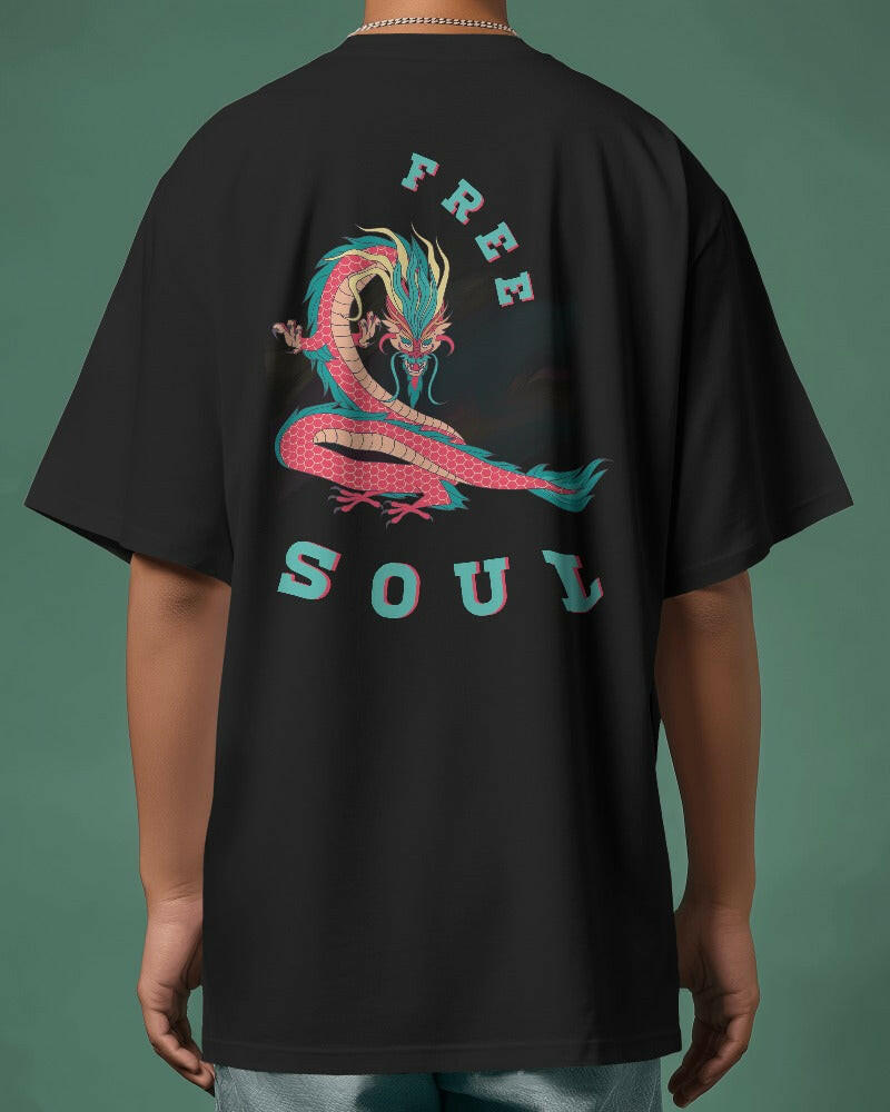 "Free Soul" Oversized Printed Cotton T-Shirt