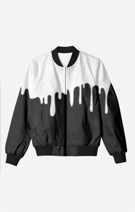 Monochrome Drip Bomber Jacket – Black & White Streetwear