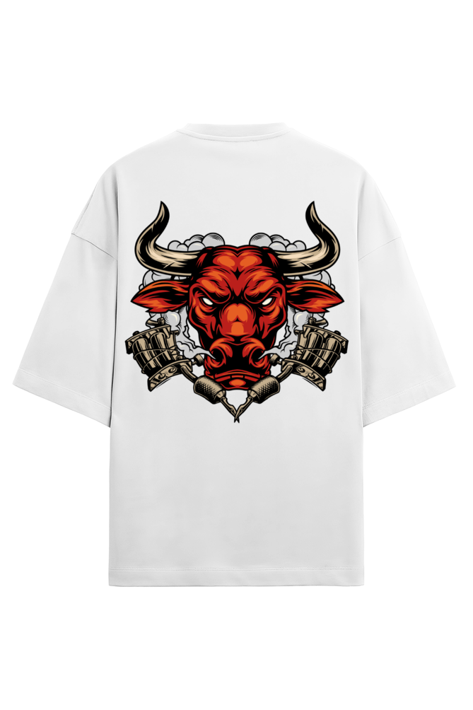 Angry Bull Printed Terry Oversized T-Shirt