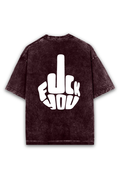 'F**K U' Printed Acid Wash Oversized T-shirt