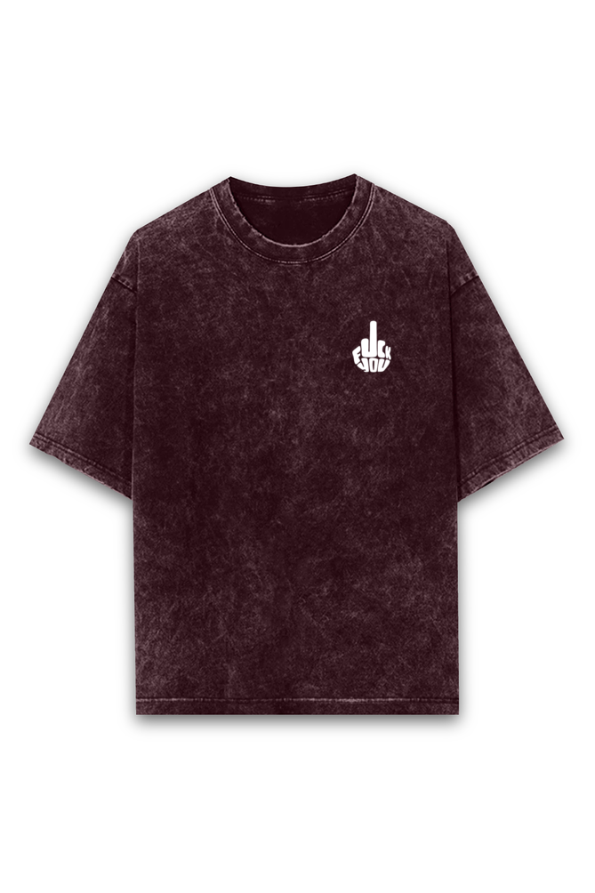 'F**K U' Printed Acid Wash Oversized T-shirt