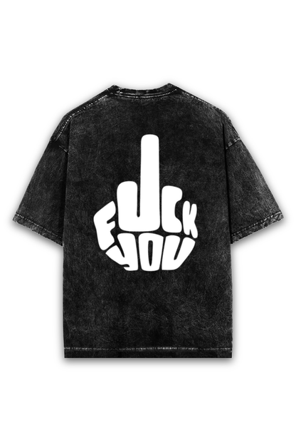 'F**K U' Printed Acid Wash Oversized T-shirt