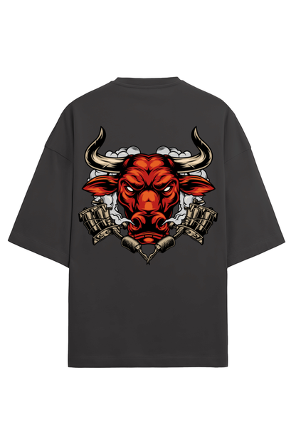 Angry Bull Printed Terry Oversized T-Shirt