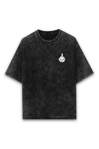 'F**K U' Printed Acid Wash Oversized T-shirt