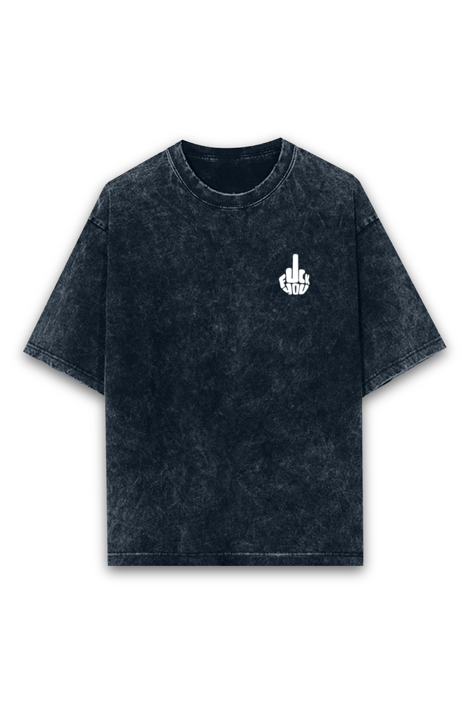 'F**K U' Printed Acid Wash Oversized T-shirt