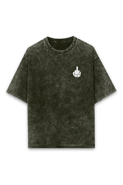 'F**K U' Printed Acid Wash Oversized T-shirt