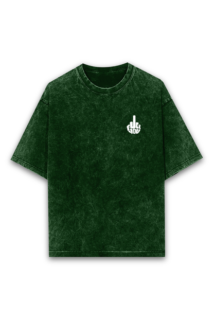 'F**K U' Printed Acid Wash Oversized T-shirt