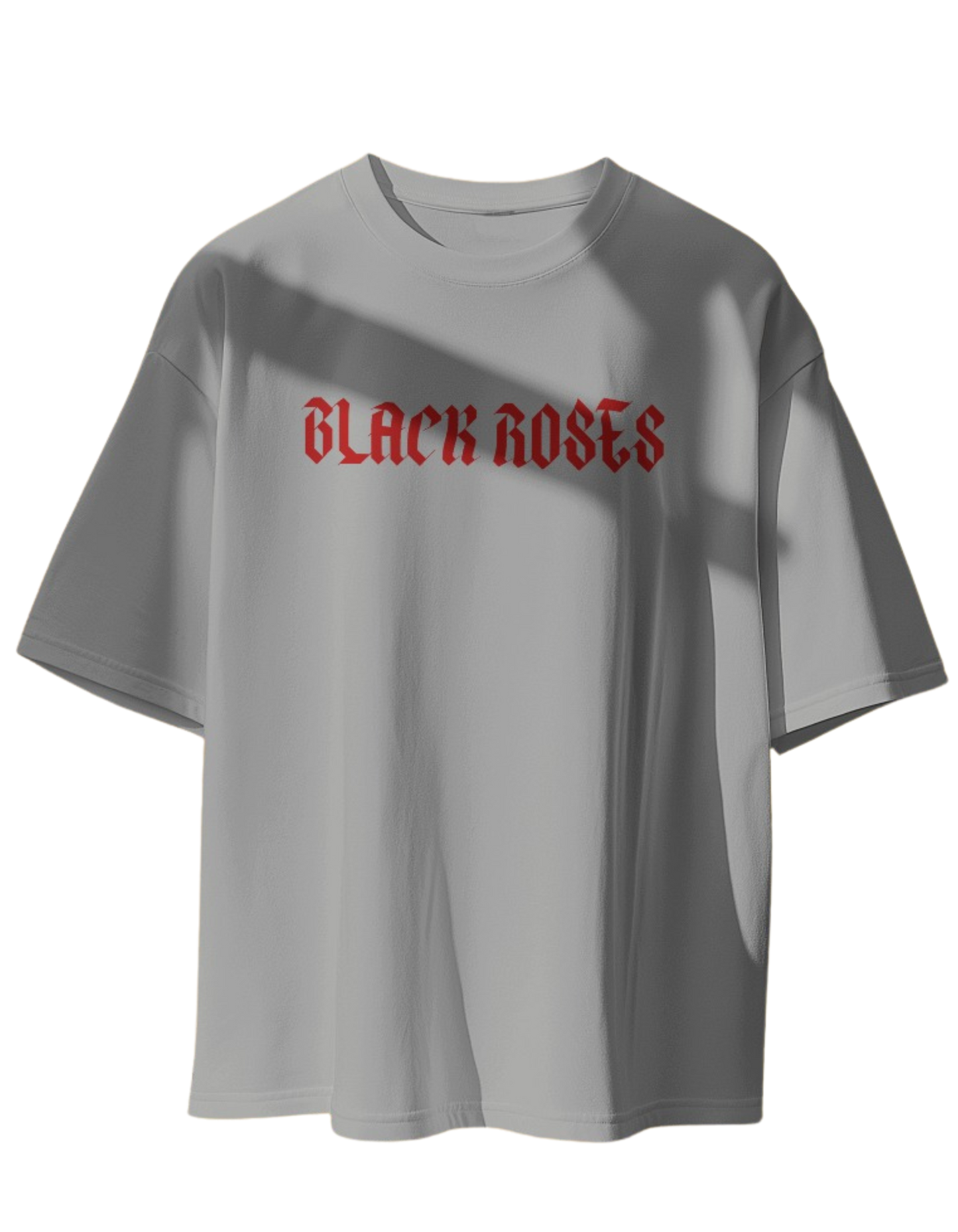 Black Roses Oversized Printed Cotton T-Shirt