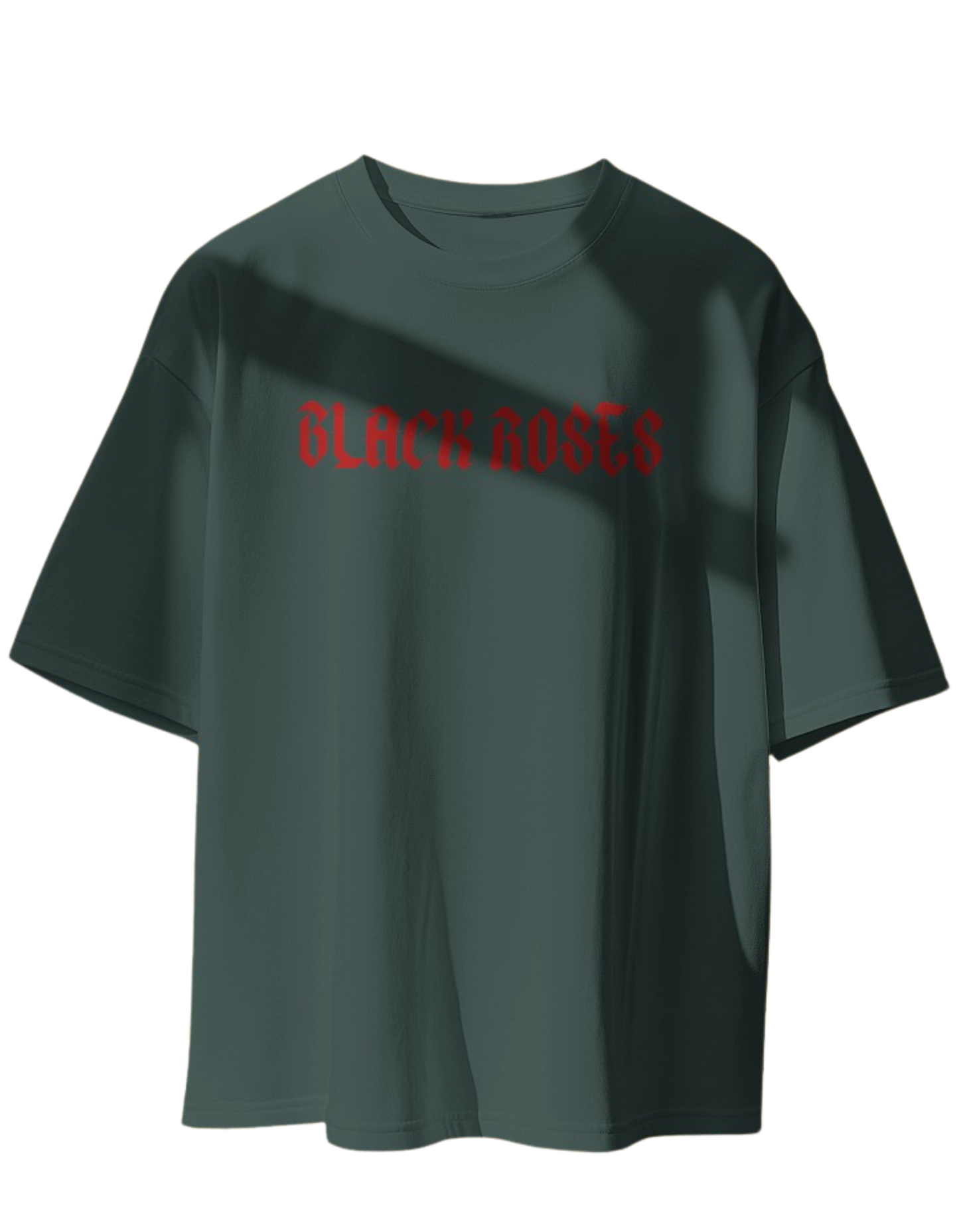 Black Roses Oversized Printed Cotton T-Shirt