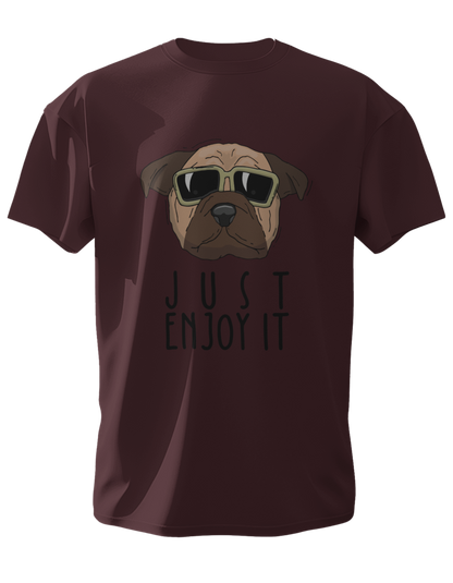 Just Enjoy It Round Neck Half Sleeve T-Shirt