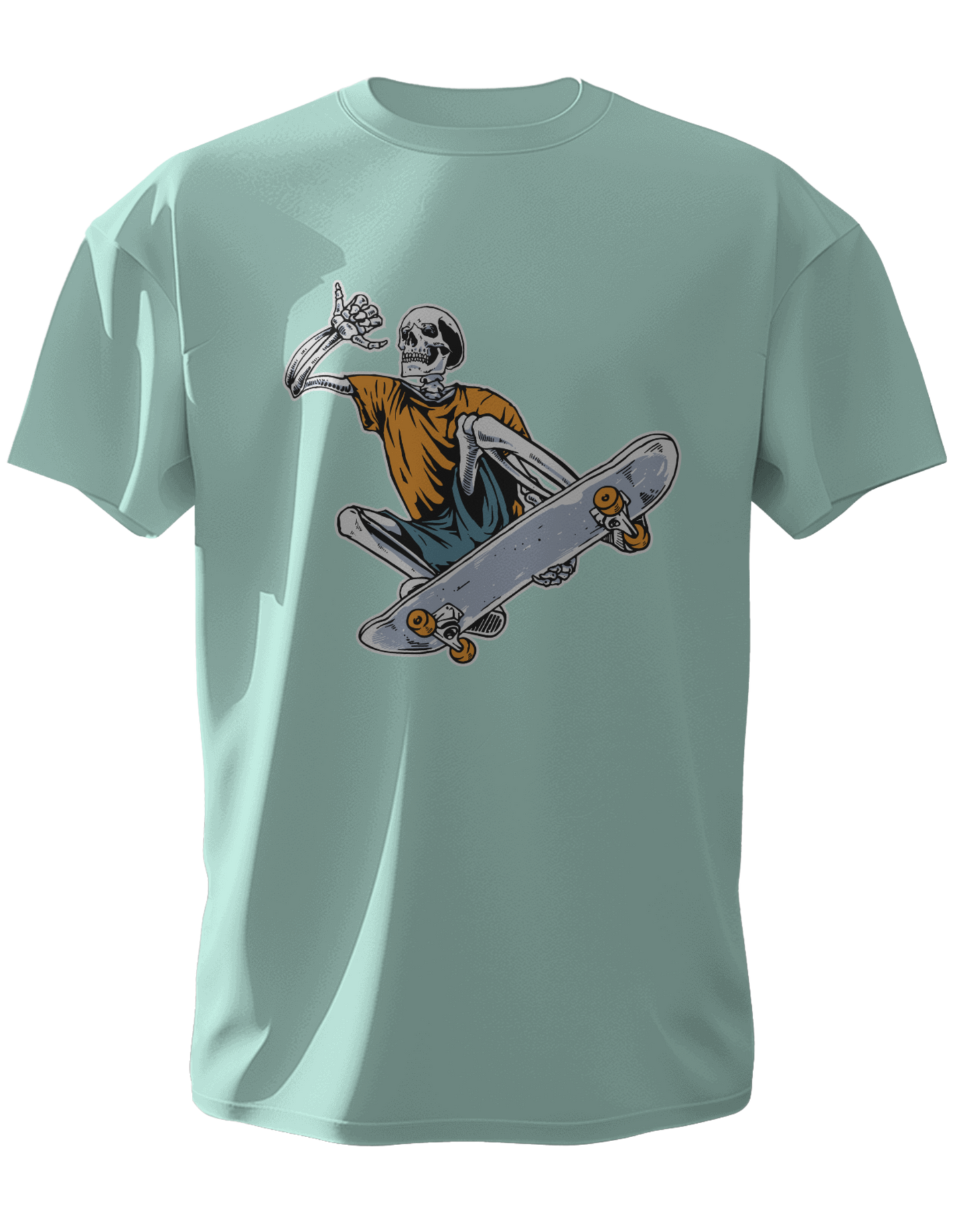 Round Neck Half Sleeve Classic T-Shirt with a graphic of a skateboarding character