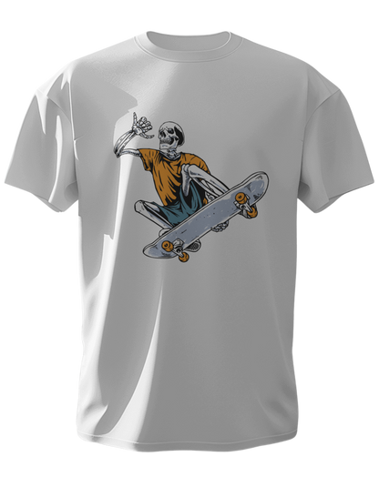 Round Neck Half Sleeve Classic T-Shirt with a graphic of a skateboarding character