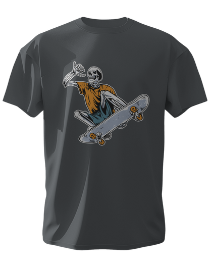 Round Neck Half Sleeve Classic T-Shirt with a graphic of a skateboarding character