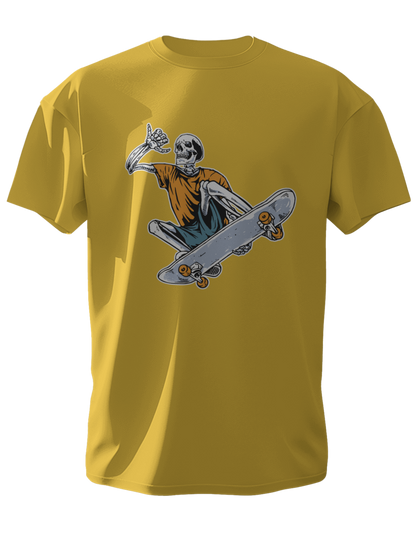 Round Neck Half Sleeve Classic T-Shirt with a graphic of a skateboarding character
