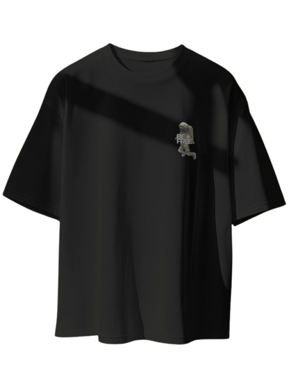 "Be Free" Oversized Printed Cotton T-Shirt