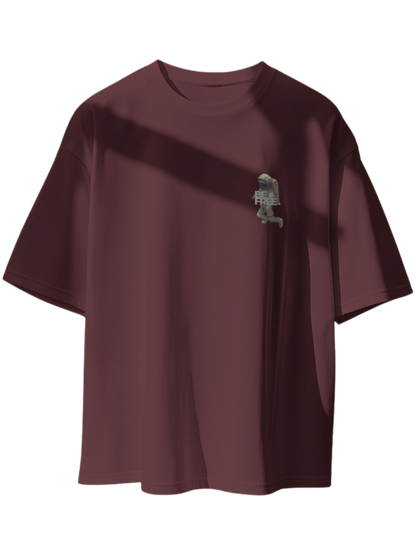 "Be Free" Oversized Printed Cotton T-Shirt