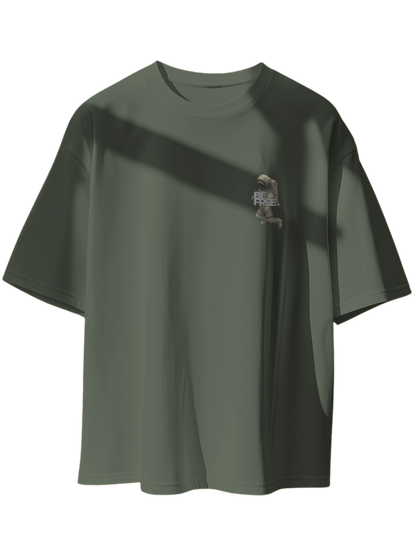 "Be Free" Oversized Printed Cotton T-Shirt