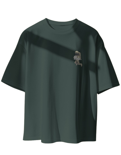"Be Free" Oversized Printed Cotton T-Shirt