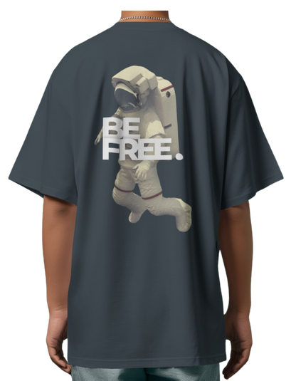 "Be Free" Oversized Printed Cotton T-Shirt
