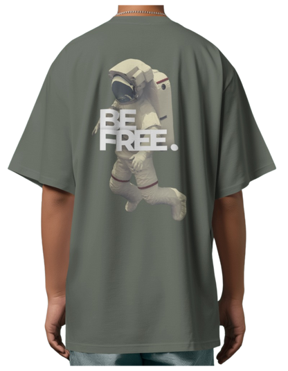 "Be Free" Oversized Printed Cotton T-Shirt
