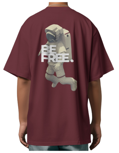 "Be Free" Oversized Printed Cotton T-Shirt