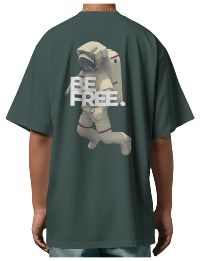 "Be Free" Oversized Printed Cotton T-Shirt