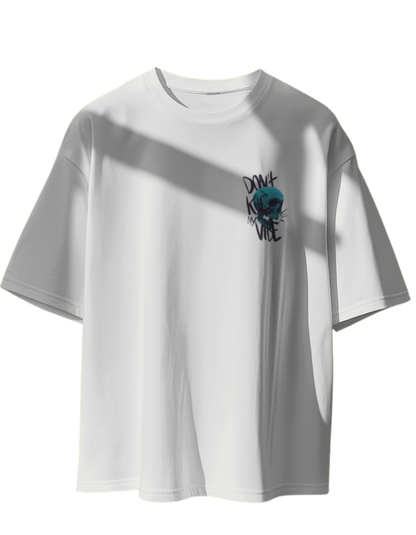 "Don't Kill My Vibe" Oversized Printed Cotton T-Shirt