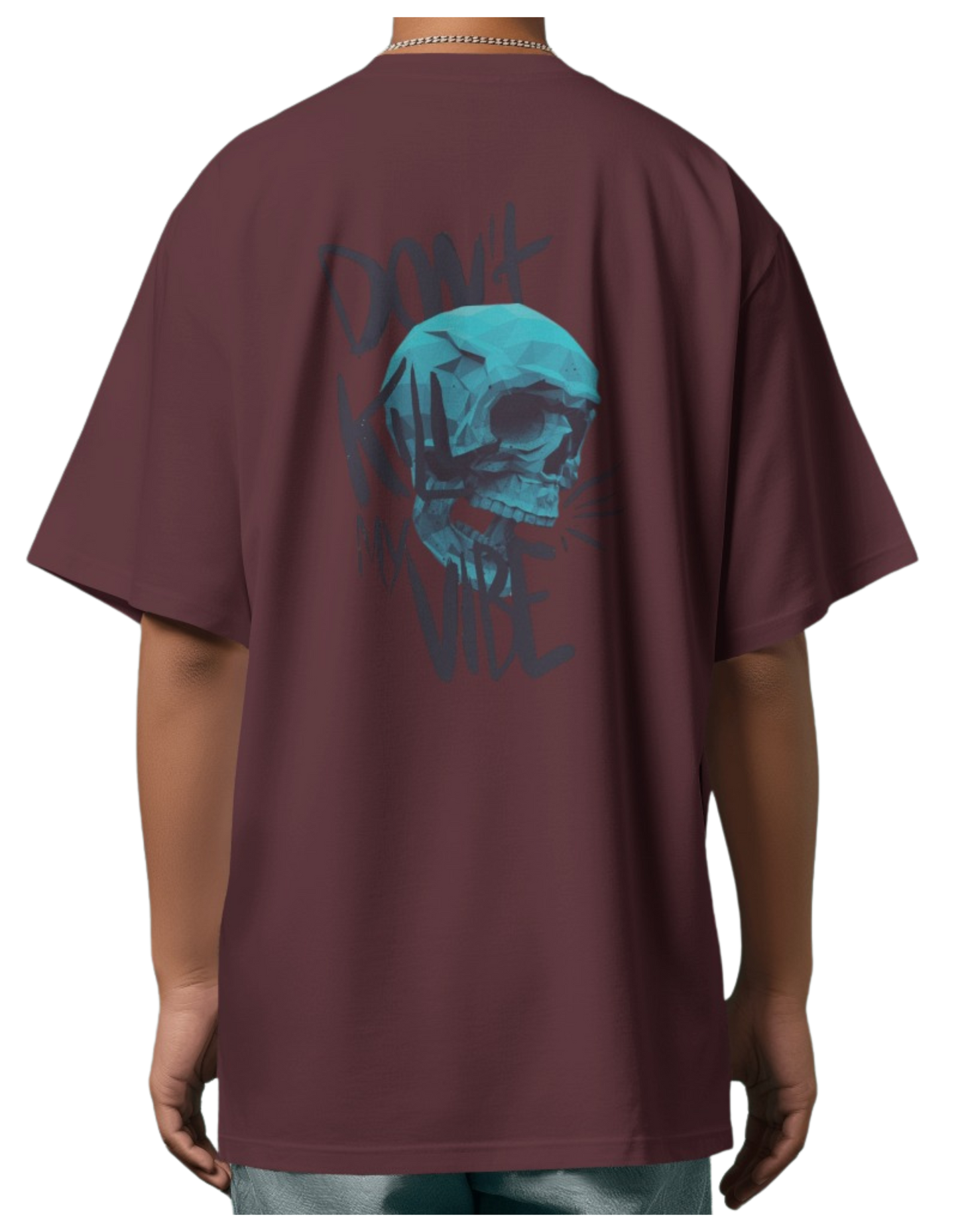 "Don't Kill My Vibe" Oversized Printed Cotton T-Shirt