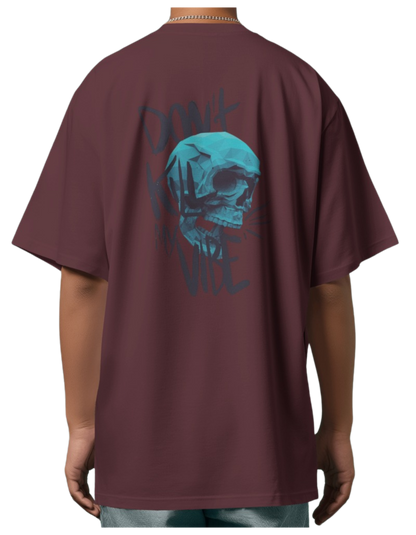 "Don't Kill My Vibe" Oversized Printed Cotton T-Shirt