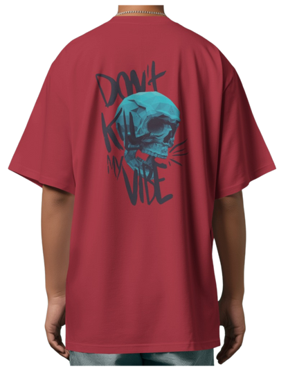 "Don't Kill My Vibe" Oversized Printed Cotton T-Shirt