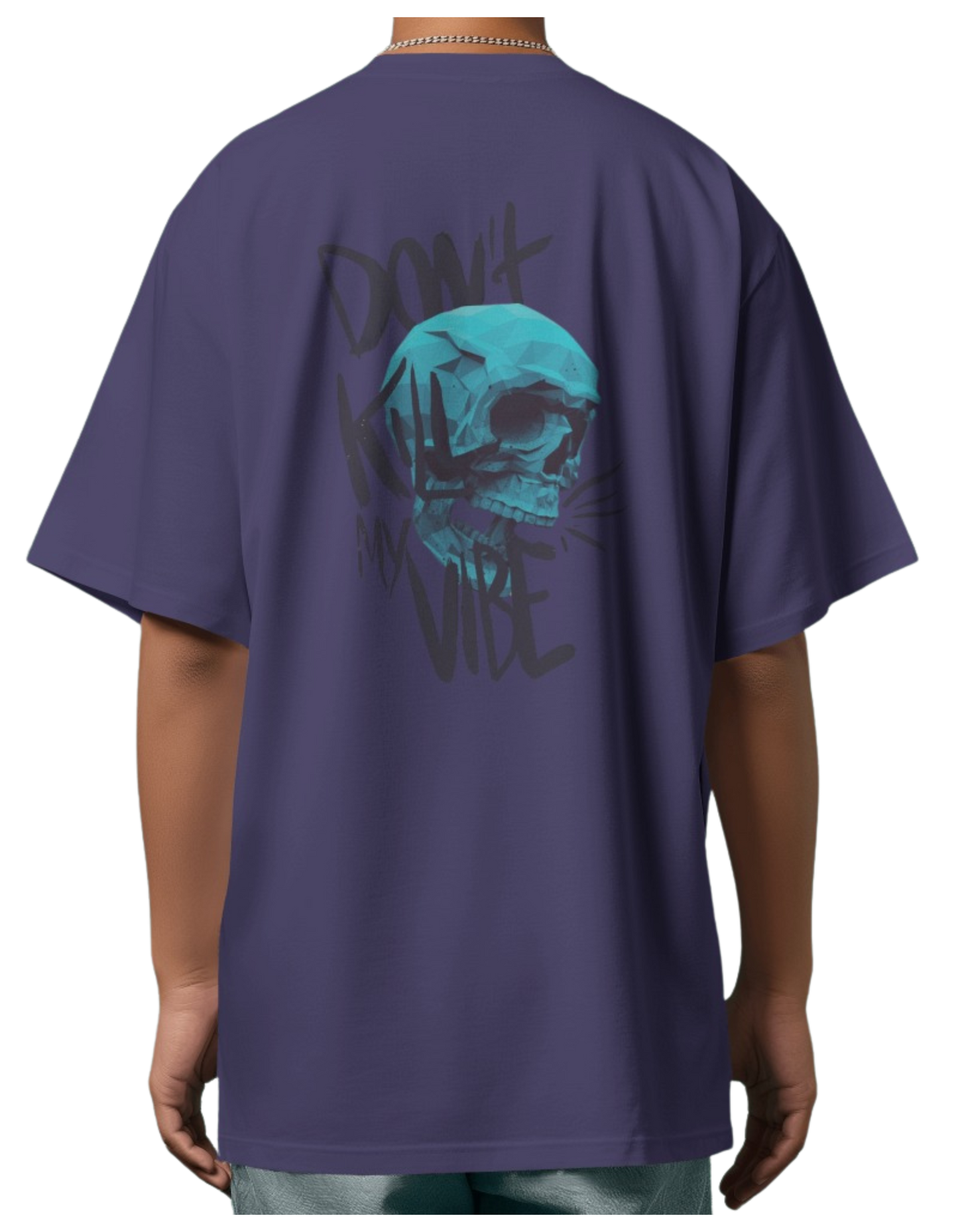 "Don't Kill My Vibe" Oversized Printed Cotton T-Shirt